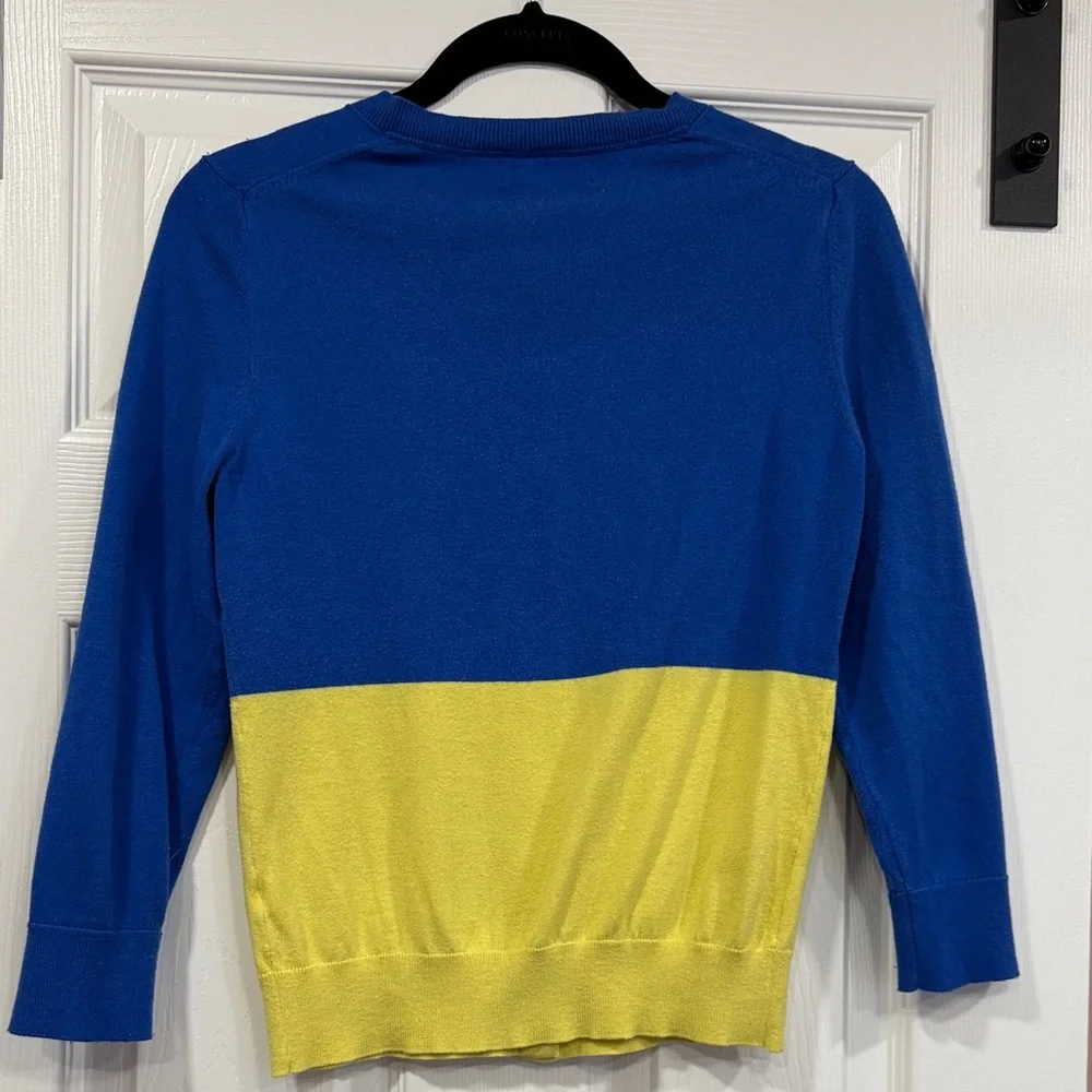 Banana Republic Blue and Yellow Block Print Cardigan - Picture 5 of 5